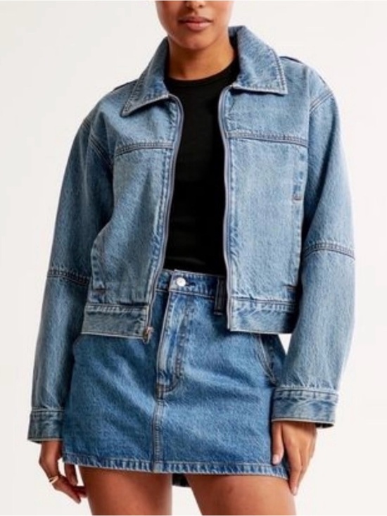 Abercrombie & Fitch Jackets & Blazers - NWT Abercrombie & Fitch Blue Medium Wash Zip Front Denim Jacket